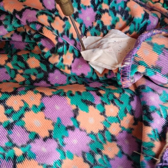 Medium True Vintage Floral Halter One Piece Bodysuit Swimsuit Ruched Mom 1980's - Picture 10 of 10